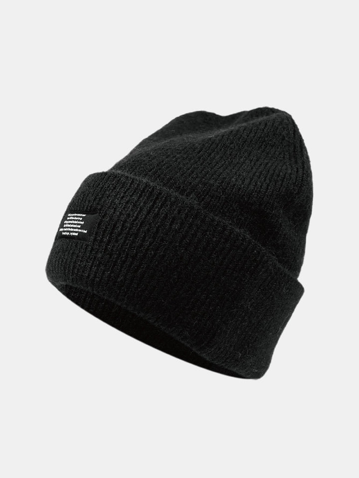 Casual Slogan Patch Knit Beanie Hat