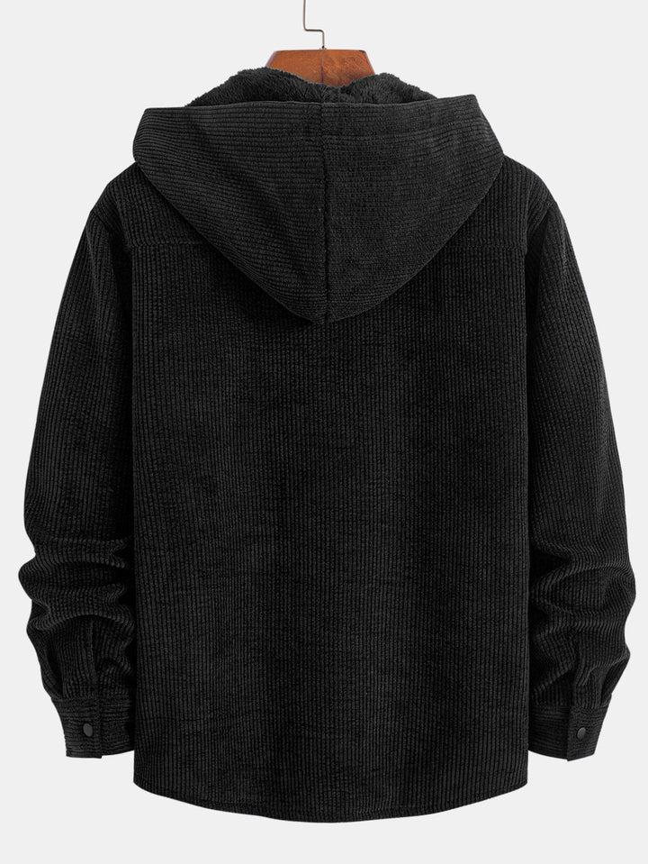 Fleece Gevoerde Corduroy Hoodie Overshirt