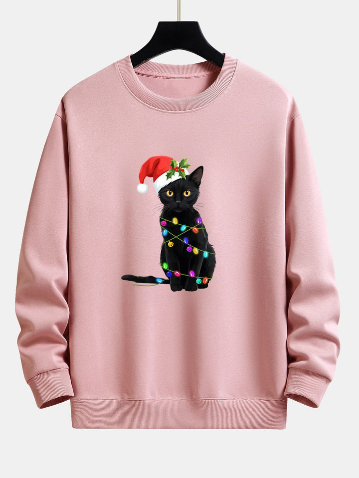 Kerstverlichting Kat Print Relax Fit Sweatshirt