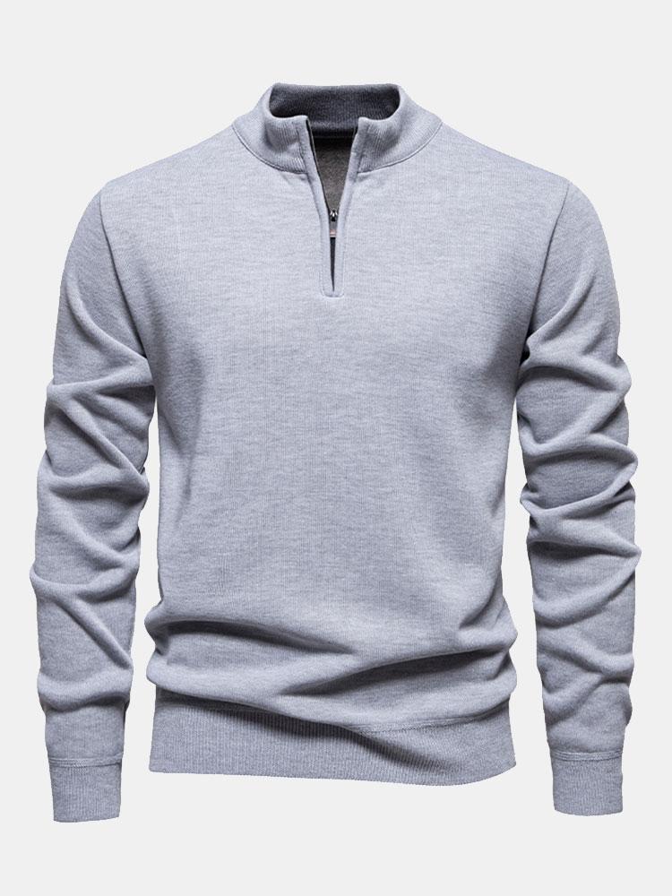 Relax Fit Zip Up Neck Sweater
