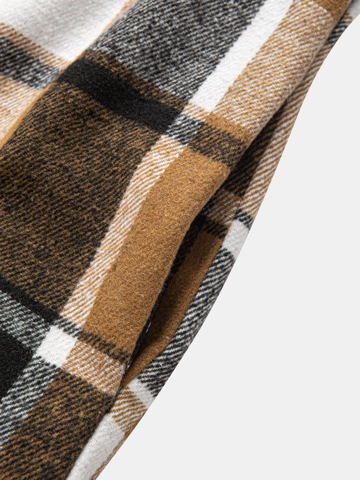 Teddy Gevoerde Flanellen Geruite Hoodie Shirt