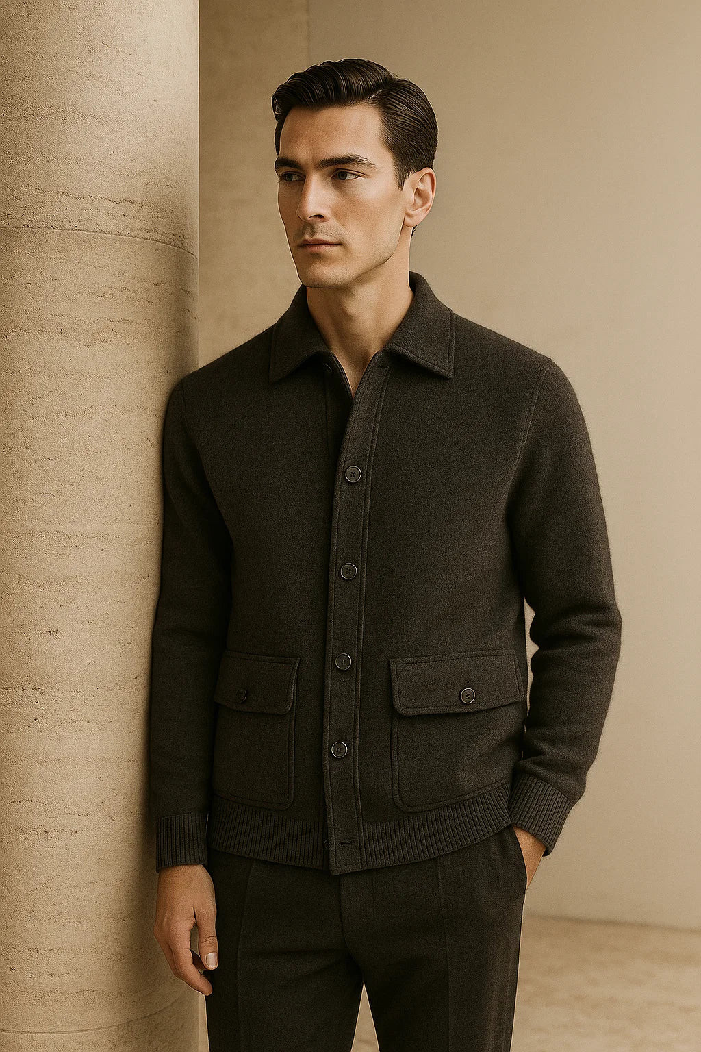 Lorenzo Cashmere Cardigan Olive Green